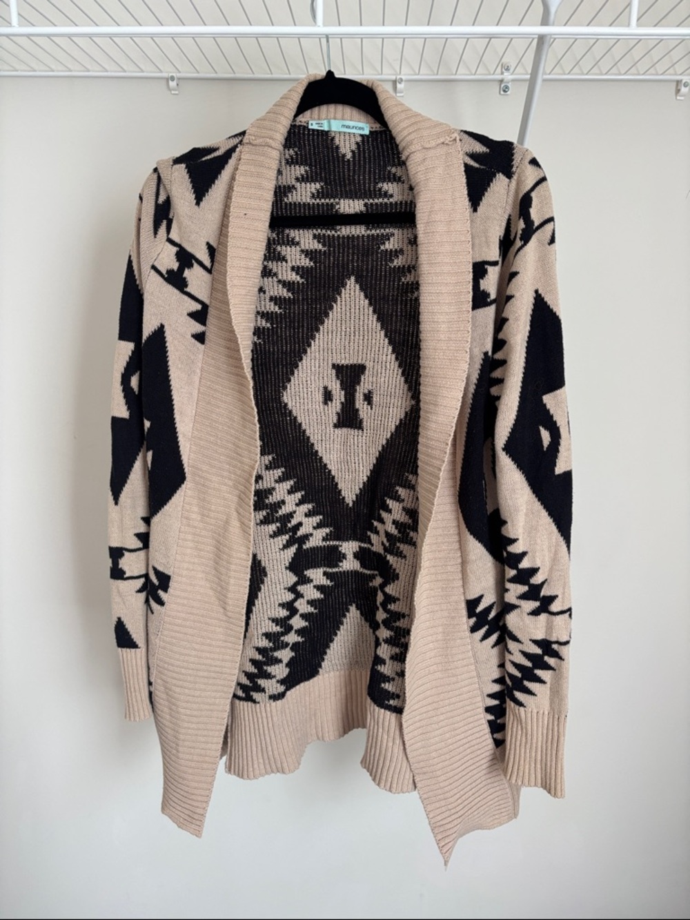 Tan and black Aztec print cardigan